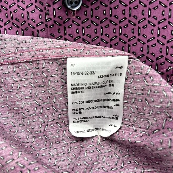 Alfani Shirt Men's Medium 15 15.5 32-33 Purple Button Up Regular Fit Long Sleeve - Picture 12 of 16